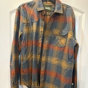 Howler Brothers Blue and Orange Plaid Shirt